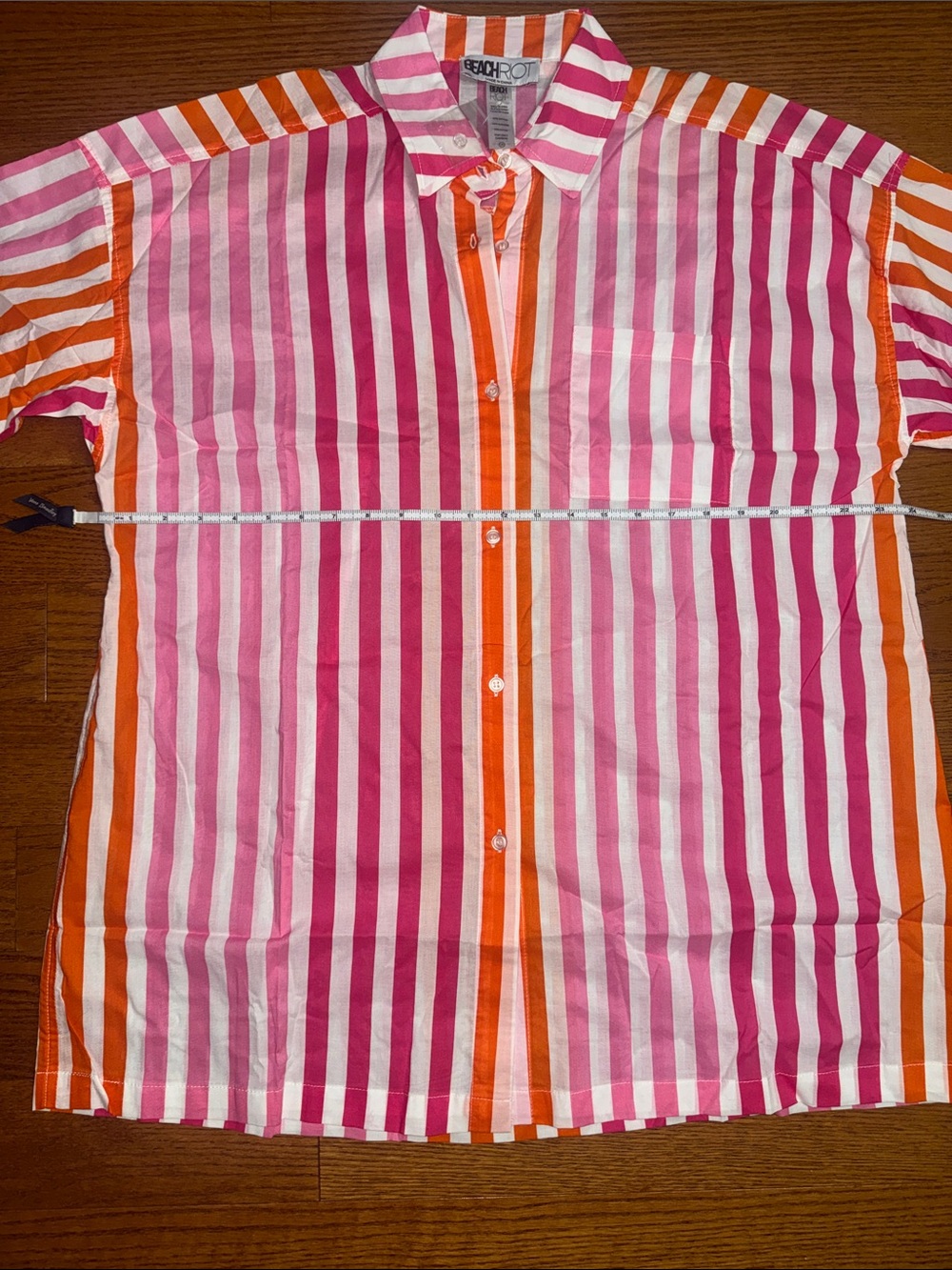 L /XL Beach Riot Pink, Orange & White Striped coverup 100% cotton - Picture 4 of 11